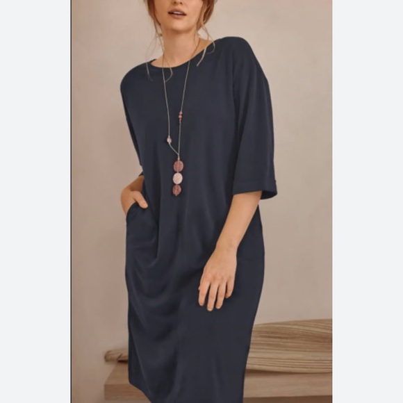 Pure Jill Sand Washed Modal Minimalist Tunic Dress - Picture 2 of 13